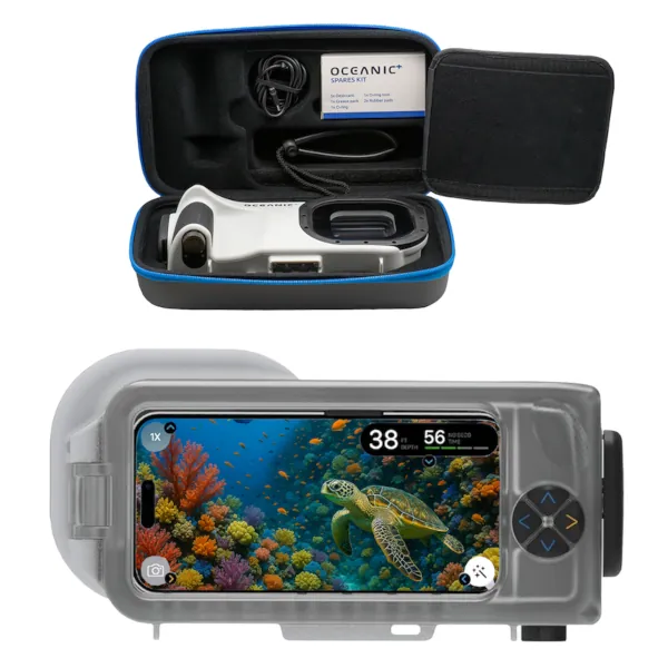 Dive Housing main image - Dive Housing with turtle image + dive housing in EVA box